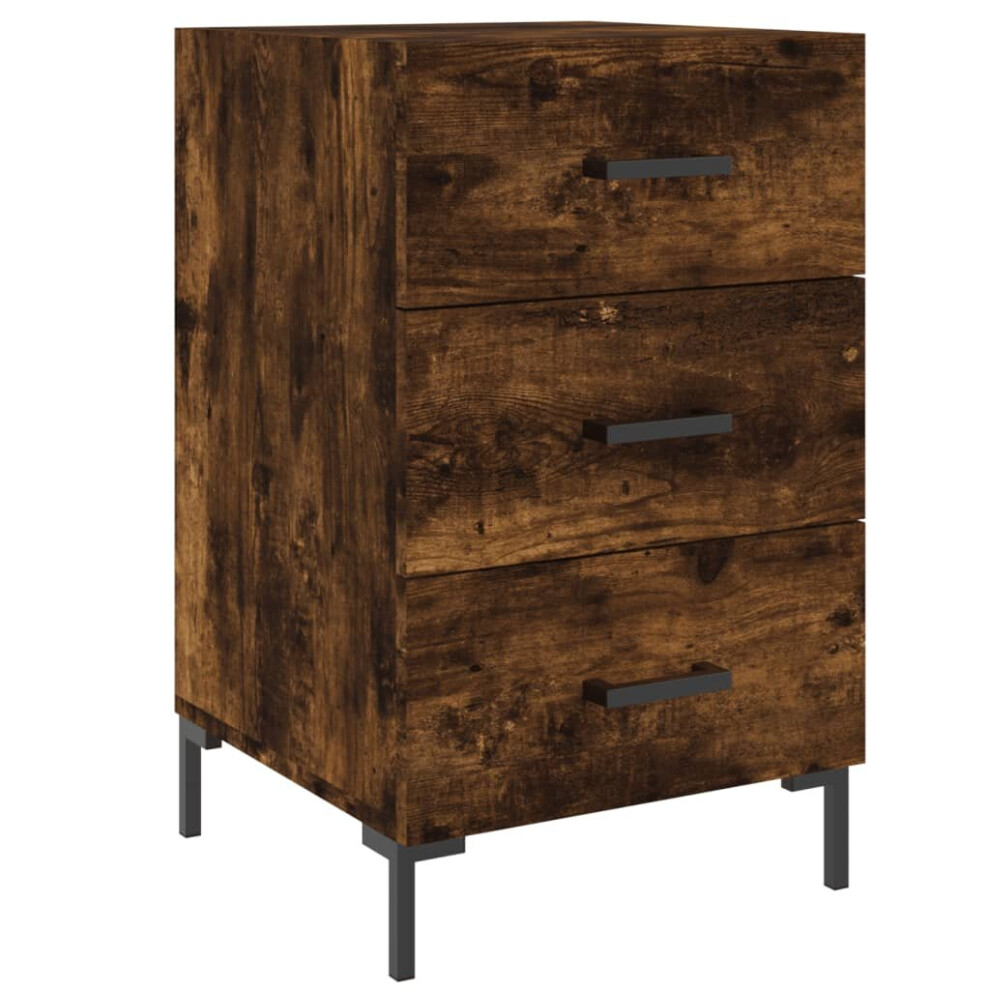 (smoked oak) vidaXL Bedside Cabinet Bedside Table Nightstand Bedstand Black Engineered Wood