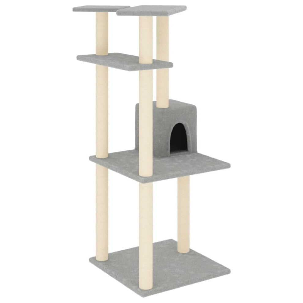 (light grey) vidaXL Cat Tree with Sisal Scratching Posts Cat Scratch Tower Climber Dark Grey