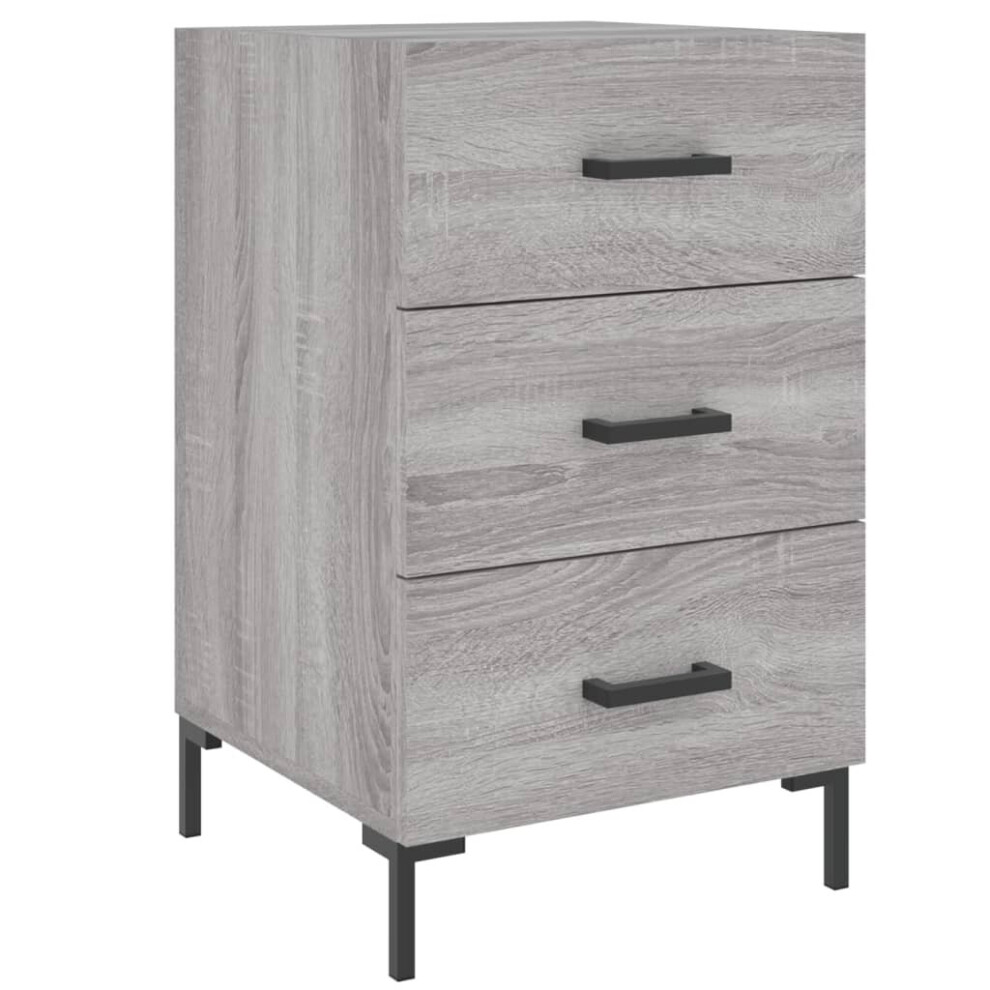 Vidaxl (Grey Sonoma) Bedside Cabinet Bedside Table Nightstand Bedstand Black Engineered Wood