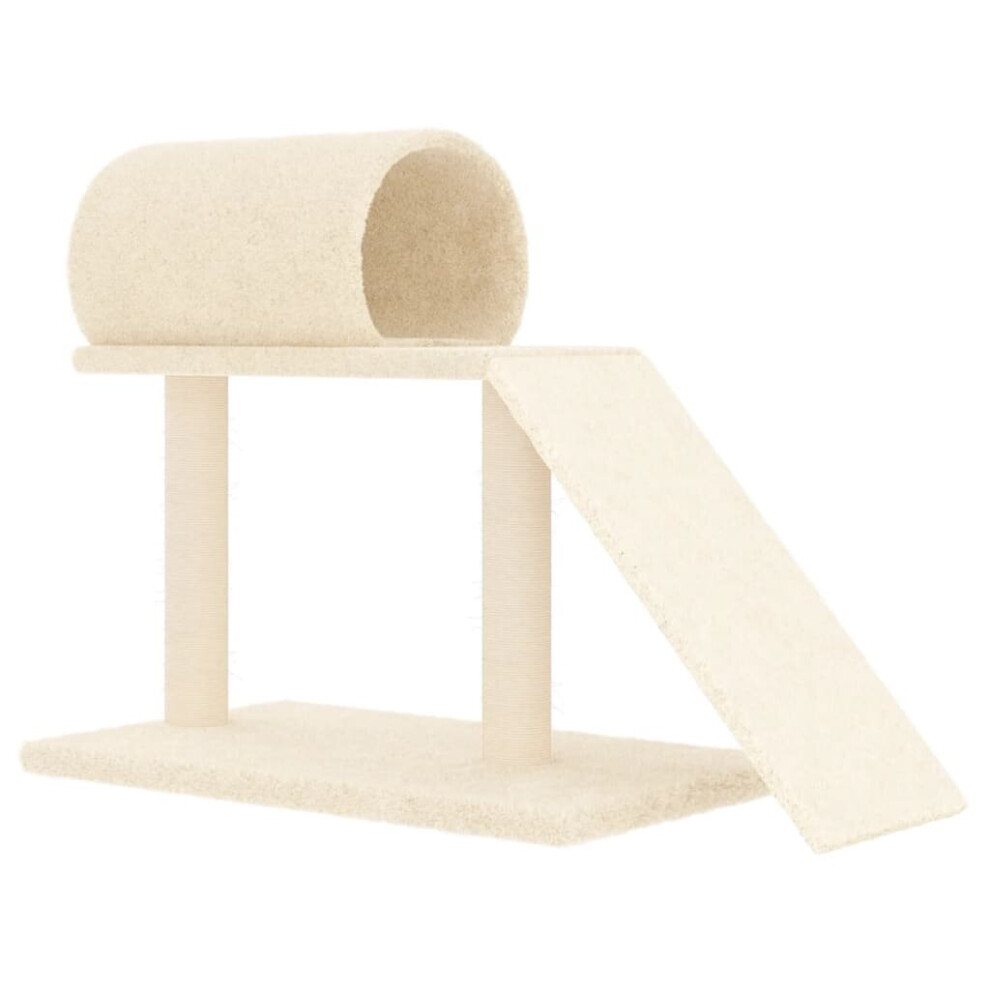 (cream) vidaXL Cat Scratching Posts with Tunnel and Ladder Cat Climbing Tree Dark Grey