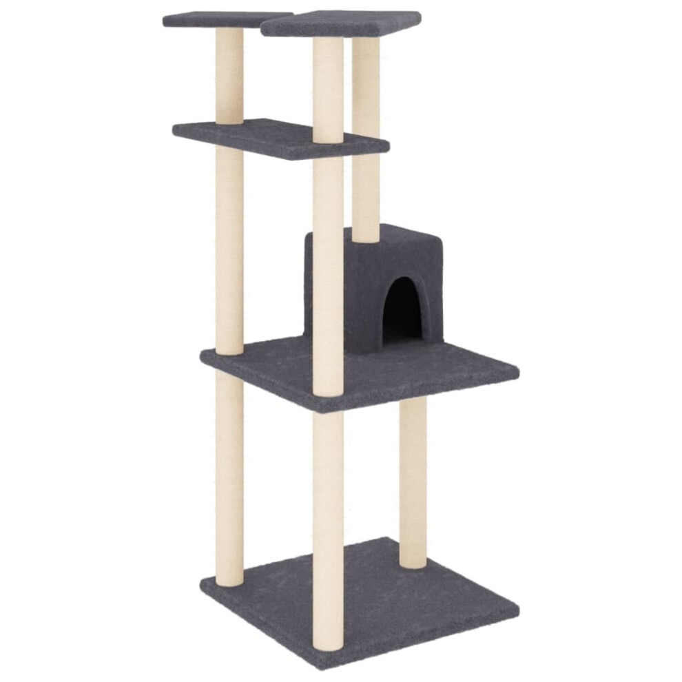 Vidaxl ( Grey) Cat Tree With Sisal Scratching Posts Cat Scratch Tower Climber Dark/Grey