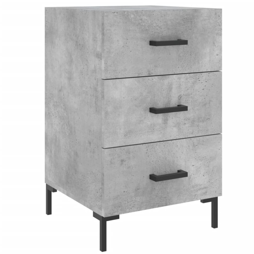 Vidaxl (Concrete Grey) Bedside Cabinet Bedside Table Nightstand Bedstand Black Engineered Wood