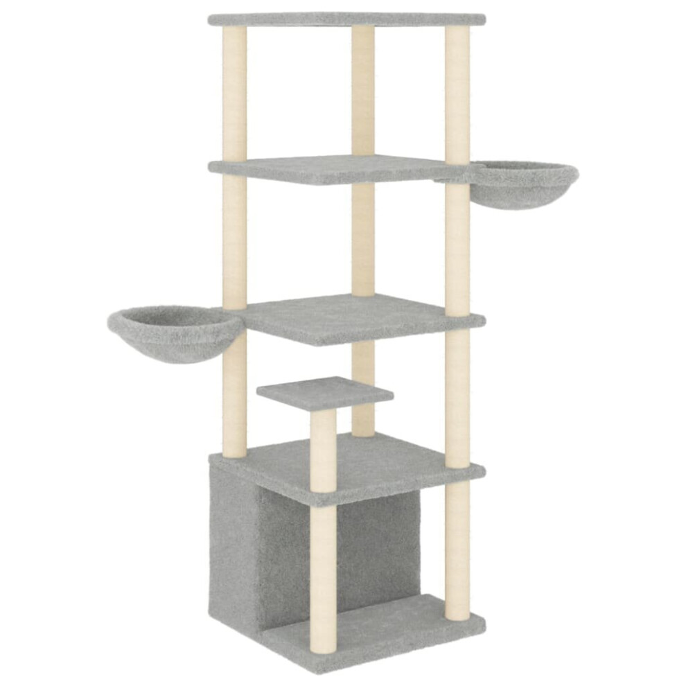 (light grey) vidaXL Cat Tree With Sisal Scratching Posts Cat Scratch Tower Climber Dark Grey