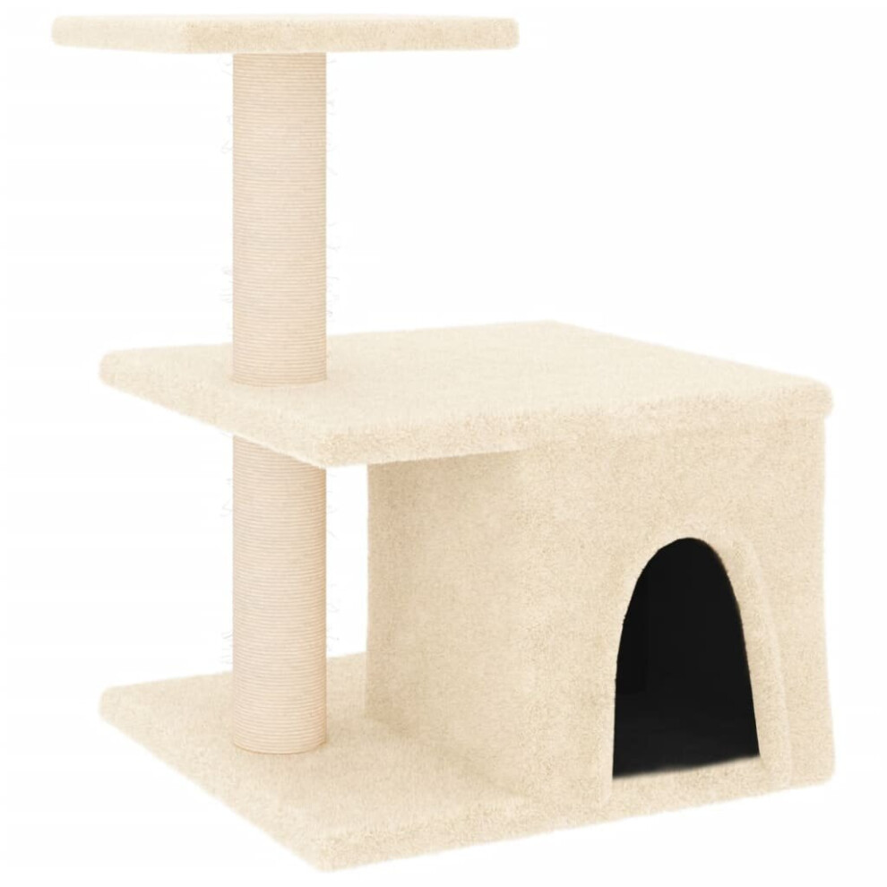 (cream) vidaXL Cat Tree with Sisal Scratching Posts Cat Scratch Tower Climber Dark Grey