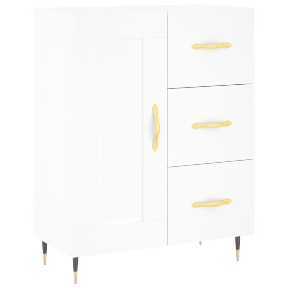 (white) vidaXL Sideboard Storage Side Cabinet Cupboard Smoked Oak Engineered Wood