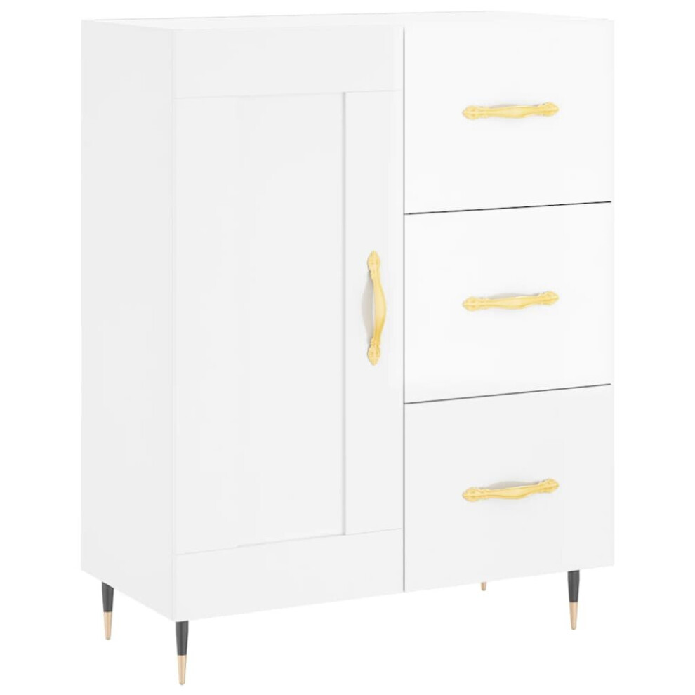 (high gloss white) vidaXL Sideboard Storage Side Cabinet Cupboard Smoked Oak Engineered Wood