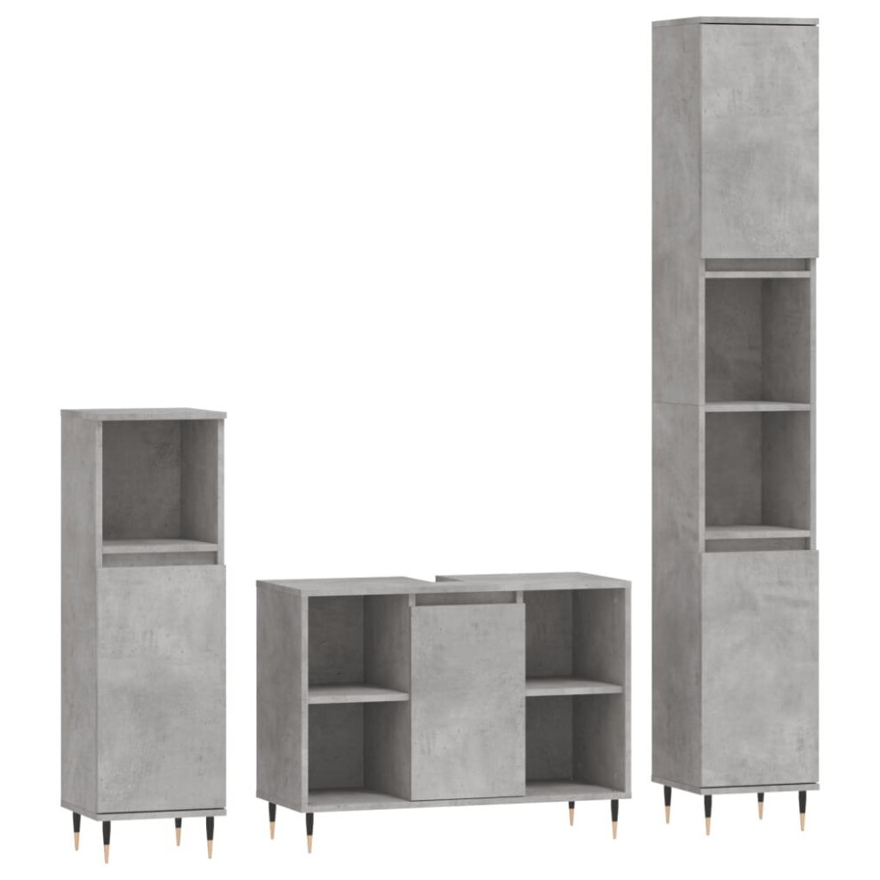 (concrete grey) vidaXL Bathroom Furniture Set Cabinet 3 Piece Concrete Grey Engineered Wood