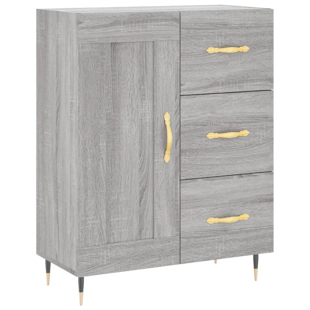 (grey sonoma) vidaXL Sideboard Storage Side Cabinet Cupboard Smoked Oak Engineered Wood