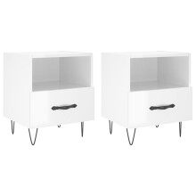 (high gloss white, 2 pcs) vidaXL Bedside Cabinet Bed Table Nightstand Side Table White Engineered Wood