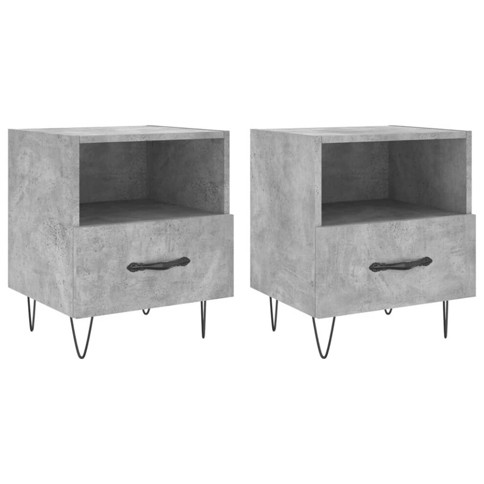 (concrete grey, 2 pcs) vidaXL Bedside Cabinet Bed Table Nightstand Side Table White Engineered Wood