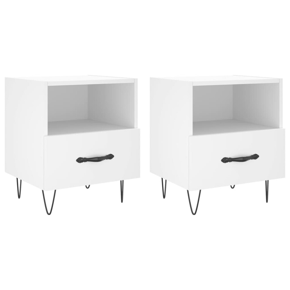 (white, 2 pcs) vidaXL Bedside Cabinet Bed Table Nightstand Side Table White Engineered Wood