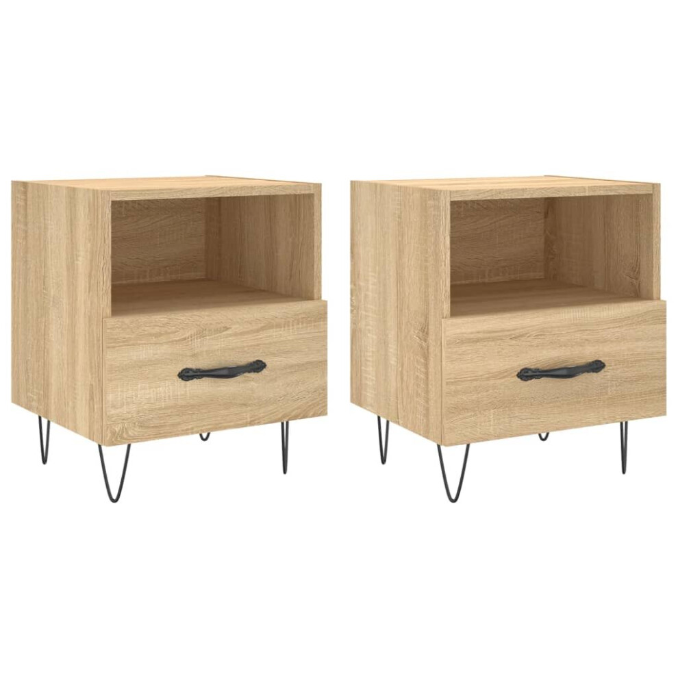 (sonoma oak, 2 pcs) vidaXL Bedside Cabinet Bed Table Nightstand Side Table White Engineered Wood