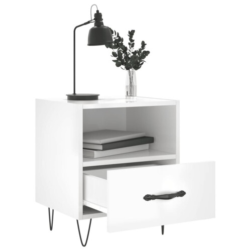 VidaXL (high gloss white, 2 pcs) vidaXL Bedside Cabinet Bed Table Nightstand Side Table White Engineered Wood 2