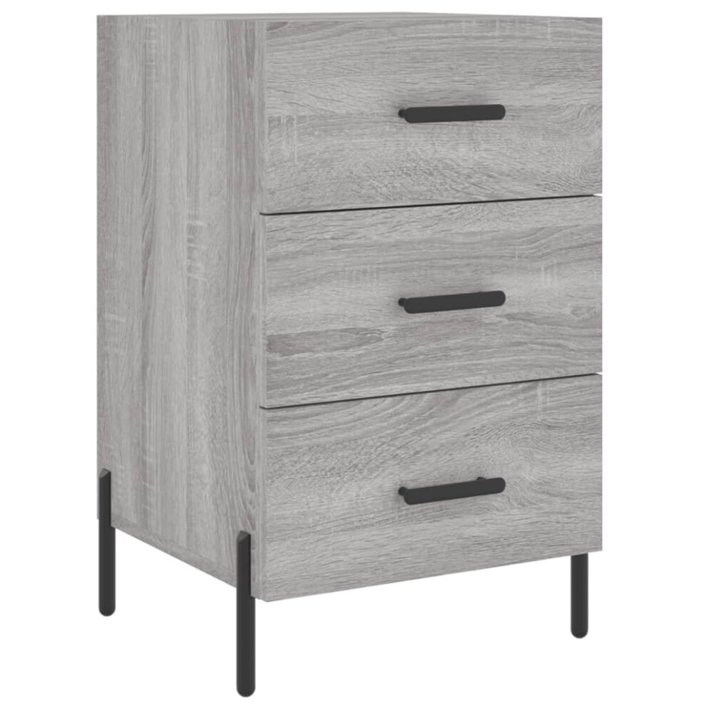 Vidaxl (Grey Sonoma) Bedside Cabinet Bedside Table Nightstand Smoked Oak Engineered Wood