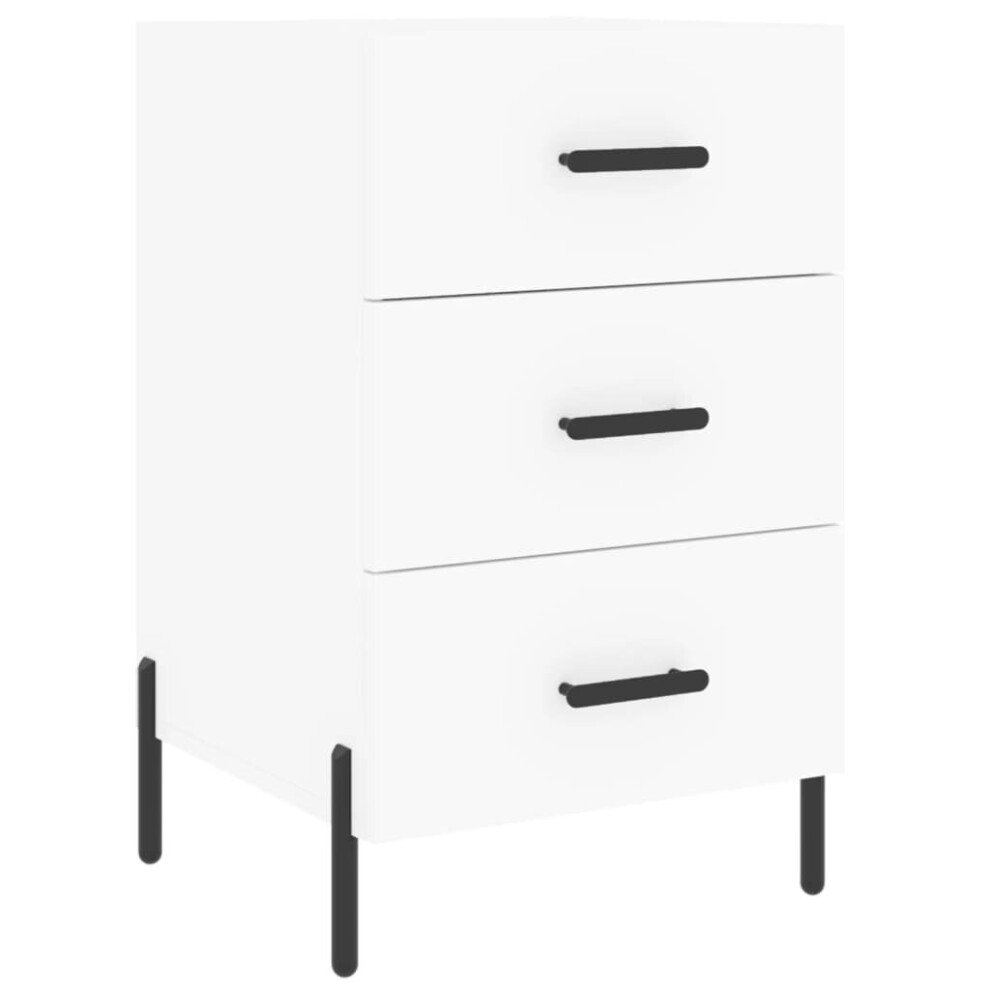 Vidaxl (White) Bedside Cabinet Bedside Table Nightstand Smoked Oak Engineered Wood
