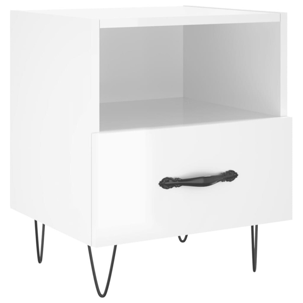 (high gloss white, 1 pcs) vidaXL Bedside Cabinet Bed Table Nightstand Side Table White Engineered Wood