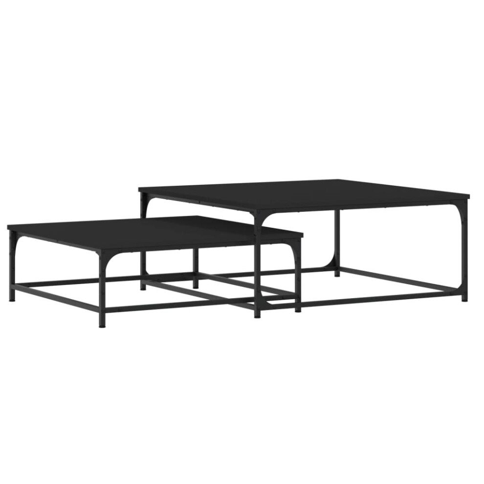 (black) vidaXL Nesting Coffee Tables Telephone Table End Table 2 pcs Engineered Wood