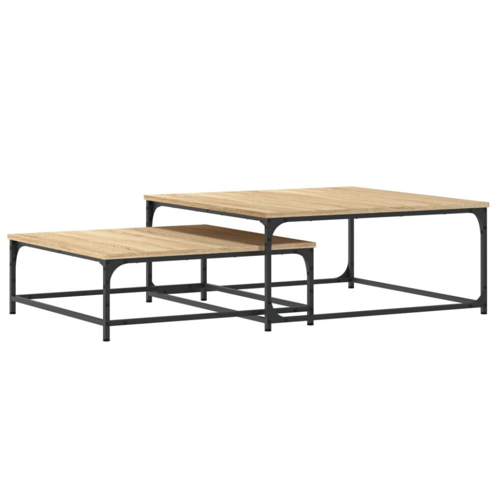 Vidaxl (Sonoma Oak) Nesting Coffee Tables Telephone Table End Table 2 Pcs Engineered Wood Brown