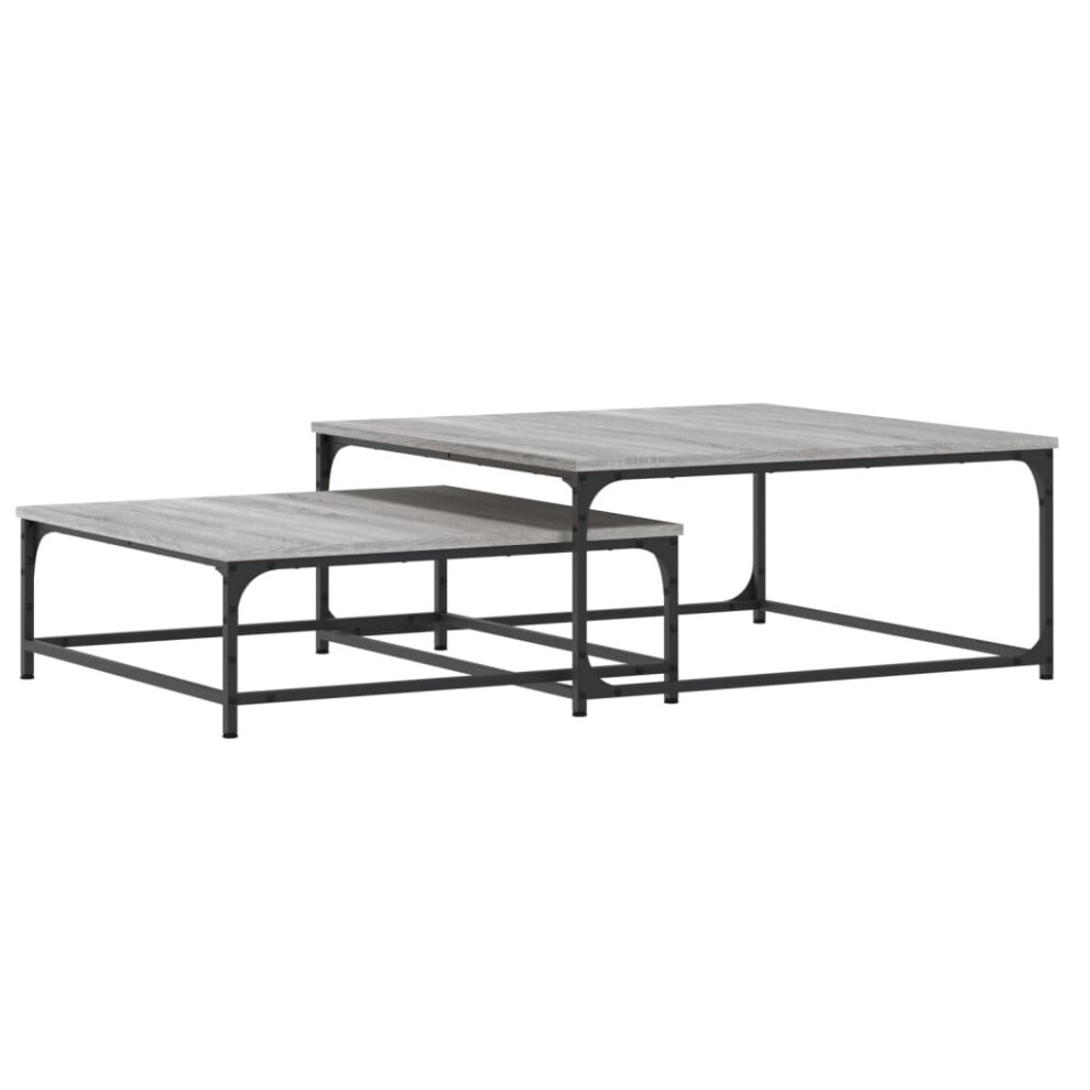 Vidaxl (Grey Sonoma) Nesting Coffee Tables Telephone Table End Table 2 Pcs Engineered Wood Brown,Grey