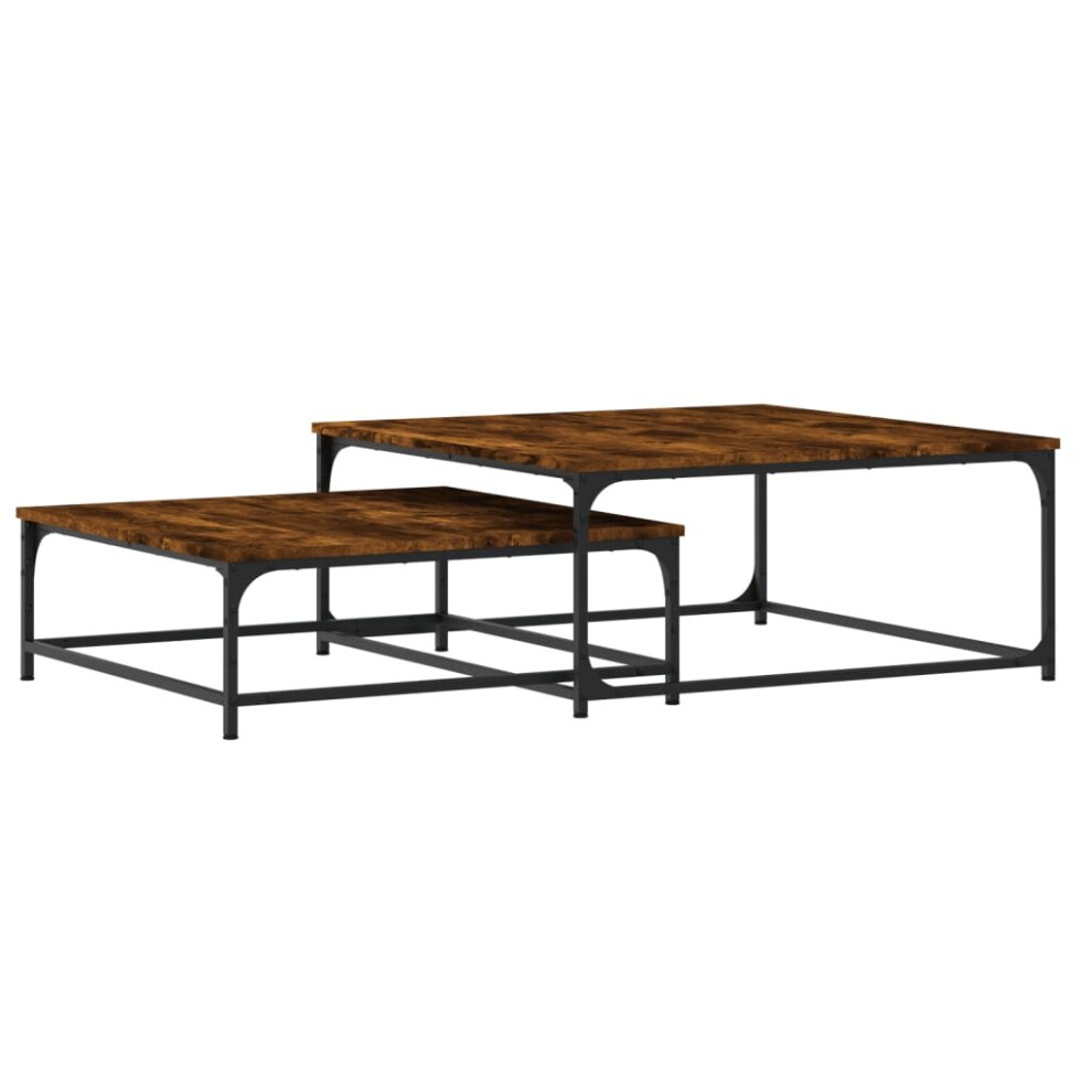(smoked oak) vidaXL Nesting Coffee Tables Telephone Table End Table 2 pcs Engineered Wood