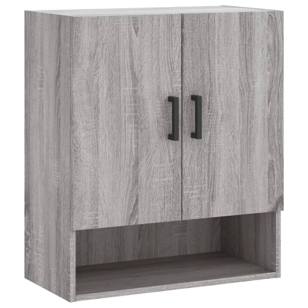 Vidaxl (Grey Sonoma) Wall Cabinet Wall Display Cabinet High Gloss White Engineered Wood