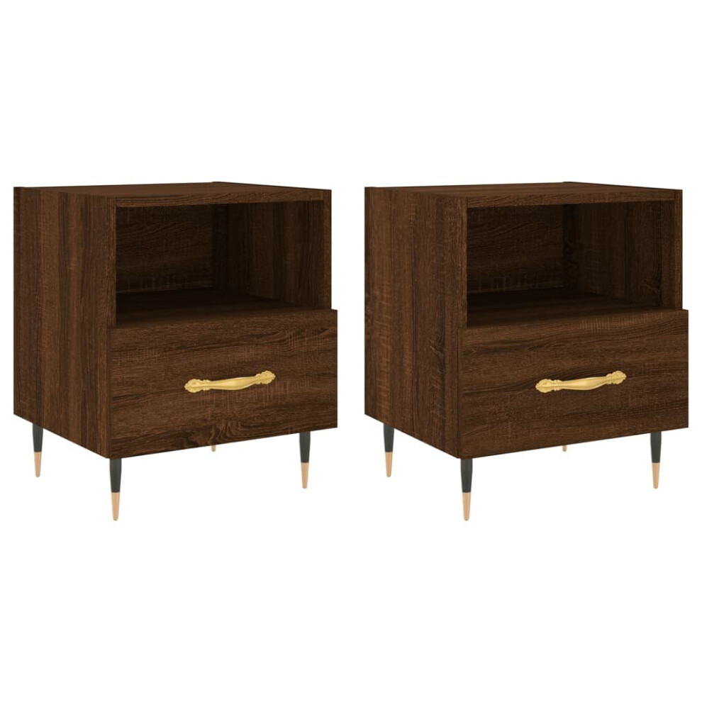 (brown oak, 2 pcs) vidaXL Bedside Cabinets Side Table Nightstand 2 pcs Sonoma Oak Engineered Wood