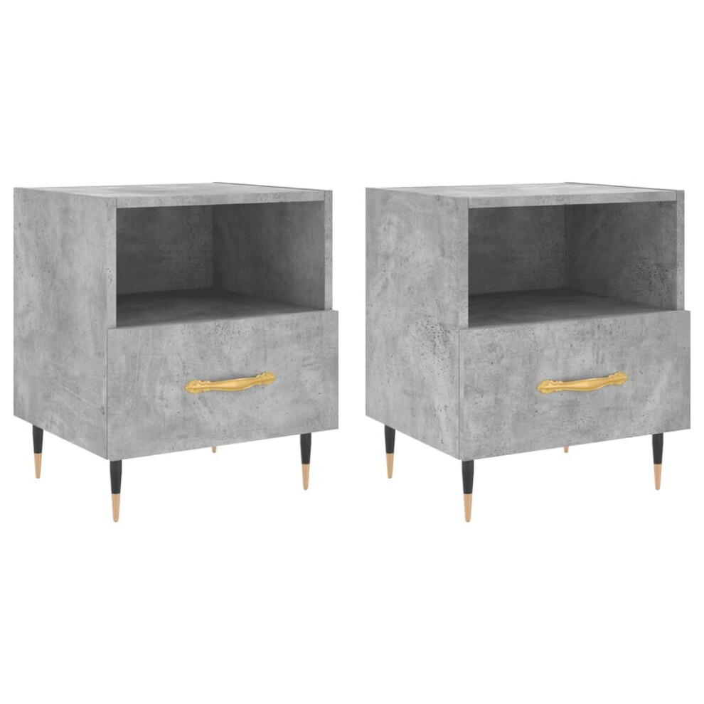 Vidaxl (Concrete Grey, 2 Pcs) Bedside Cabinets Side Table Nightstand 2 Pcs Sonoma Oak Engineered Wood