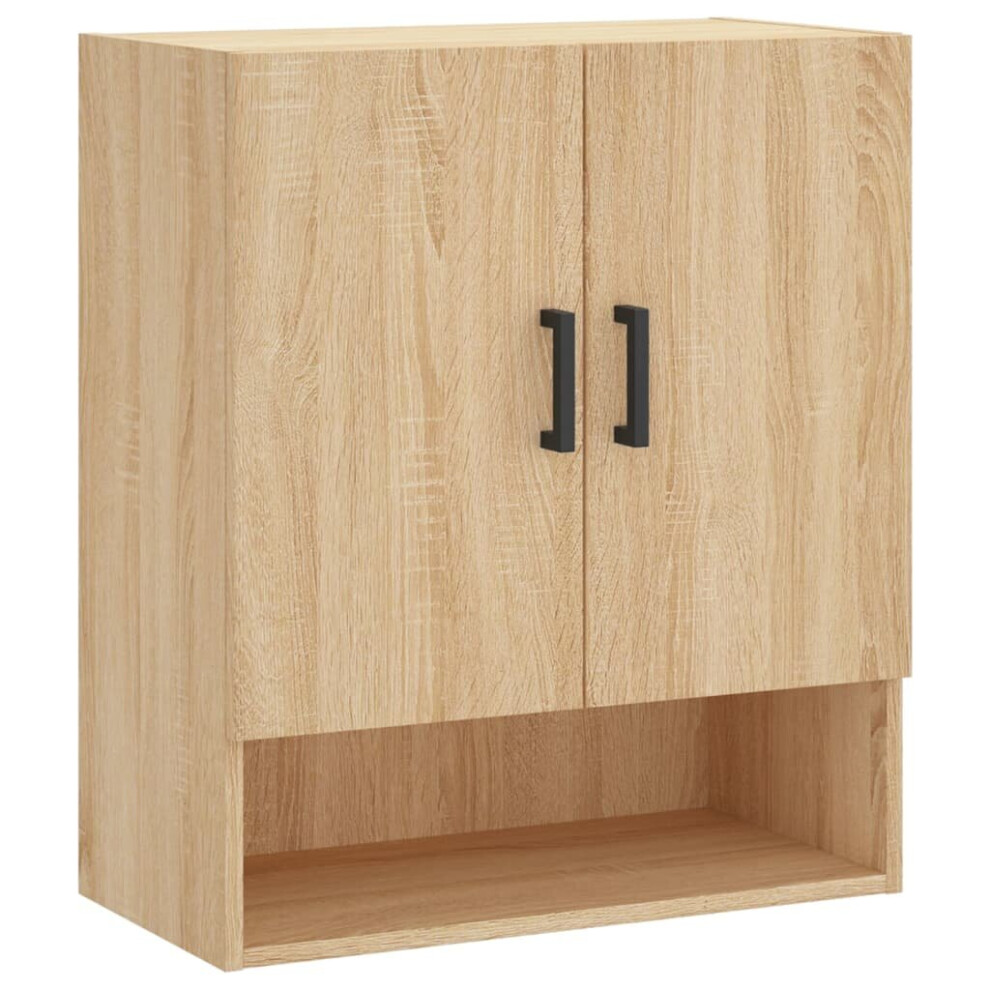 Vidaxl (Sonoma Oak) Wall Cabinet Wall Display Cabinet High Gloss Engineered Wood White