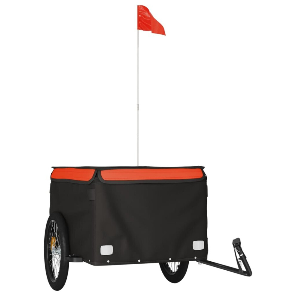 (orange, 130 x 69 x 59 cm) vidaXL Bike Cargo Trailer Bike Carriage Bicycle Wagon Trailer with Flag Iron