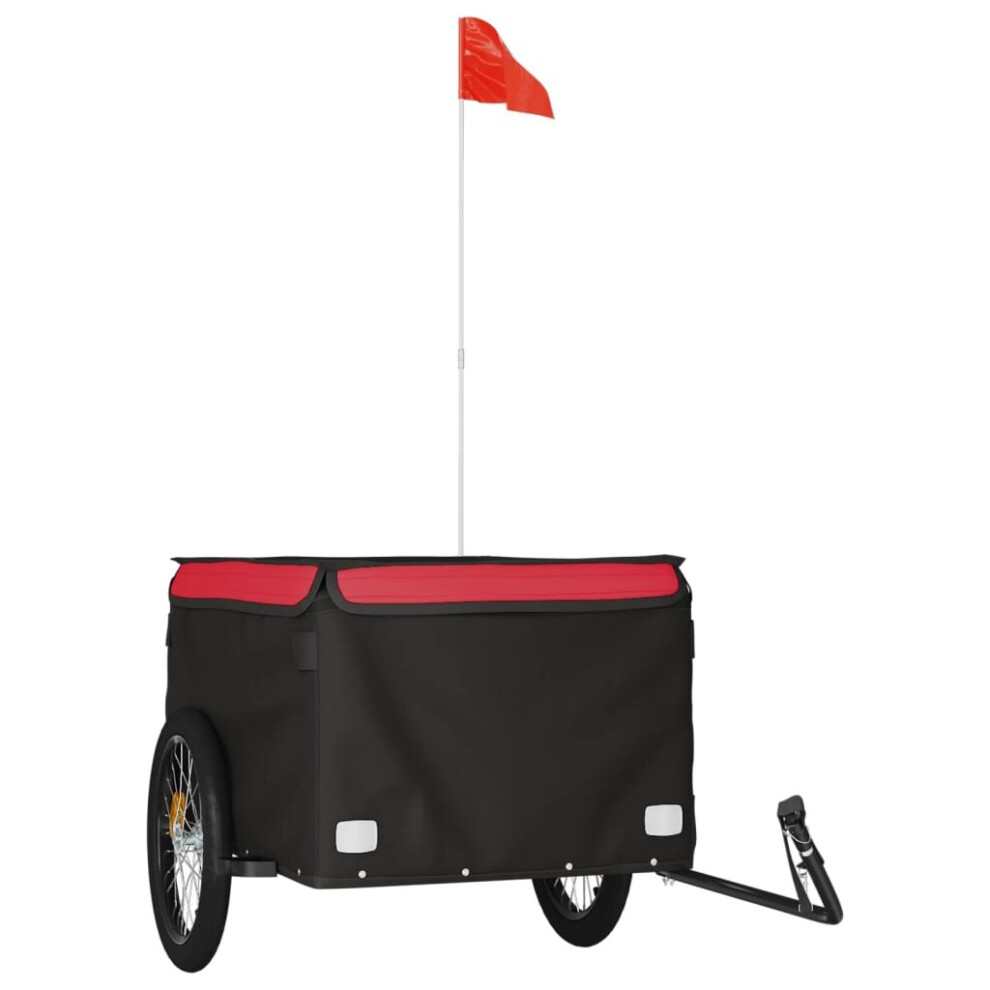 Vidaxl (, 134 X 69 X 59 Cm) Bike Cargo Trailer Bike Carriage Bicycle Wagon Trailer With Flag Iron Red