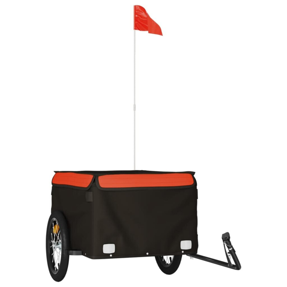 (orange, 124 x 62.5 x 52 cm) vidaXL Bike Cargo Trailer Bike Carriage Bicycle Wagon Trailer with Flag Iron