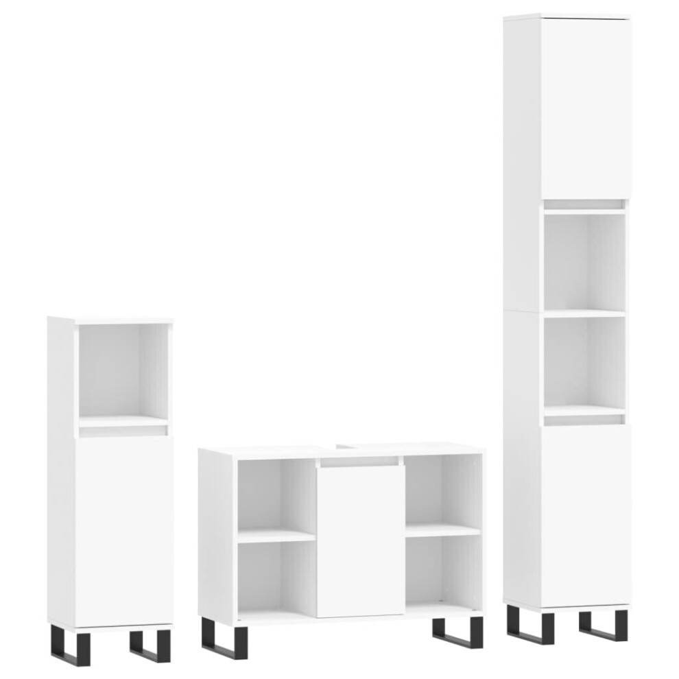 (white) vidaXL Bathroom Furniture Set Vanity Unit 3 Piece Smoked Oak Engineered Wood