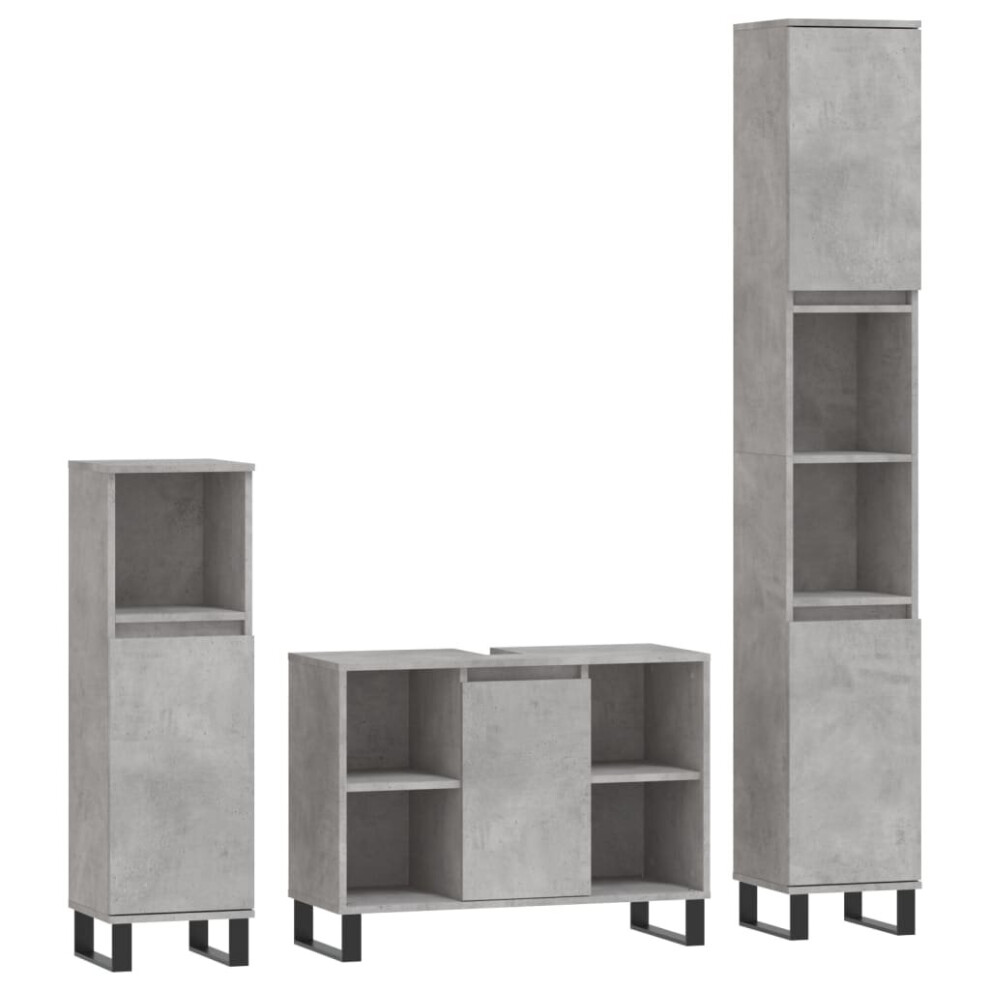 (concrete grey) vidaXL Bathroom Furniture Set Vanity Unit 3 Piece Smoked Oak Engineered Wood