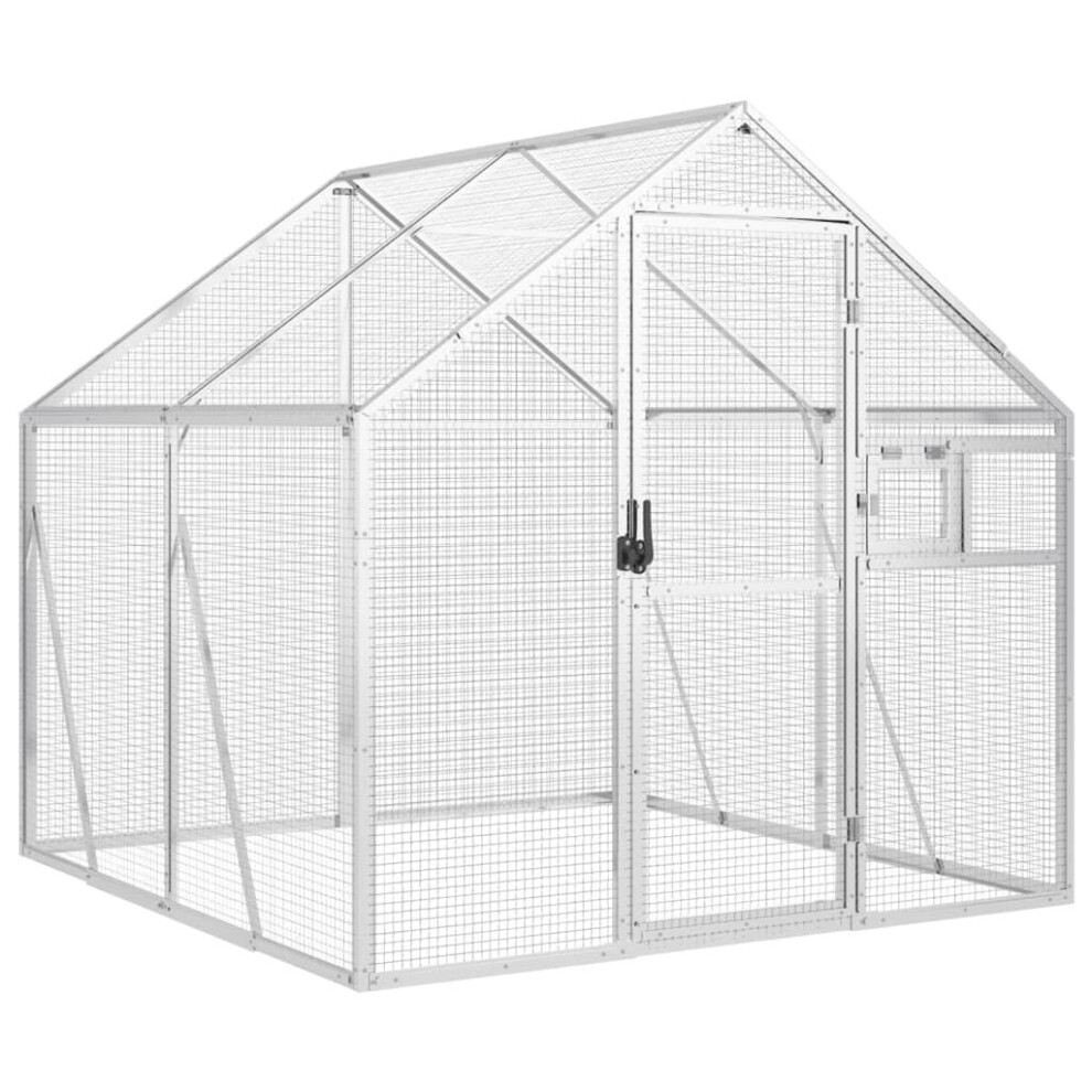 (silver, 1.79 X 2 X 1.85 m) vidaXL Aviary Outdoor Bird Cage Walk In Chicken Run Coop Silver Aluminium