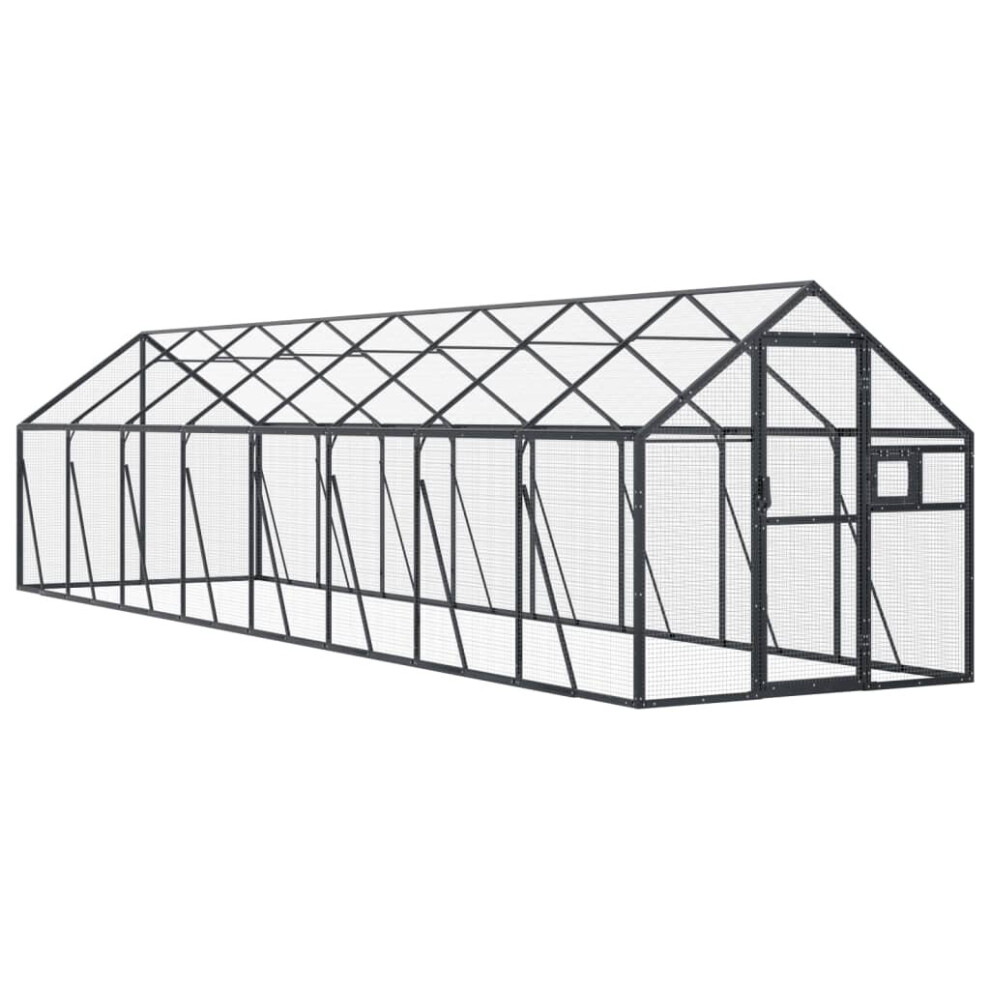 Vidaxl (Anthracite, 1.79 X 8 X 1.85 M) Aviary Outdoor Bird Cage Walk In Chicken Run Coop Silver Aluminium