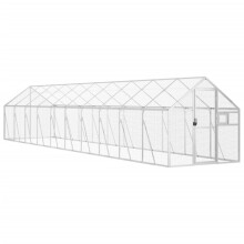 (silver, 1.79 x 10 x 1.85 m) vidaXL Aviary Outdoor Bird Cage Walk In Chicken Run Coop Silver Aluminium