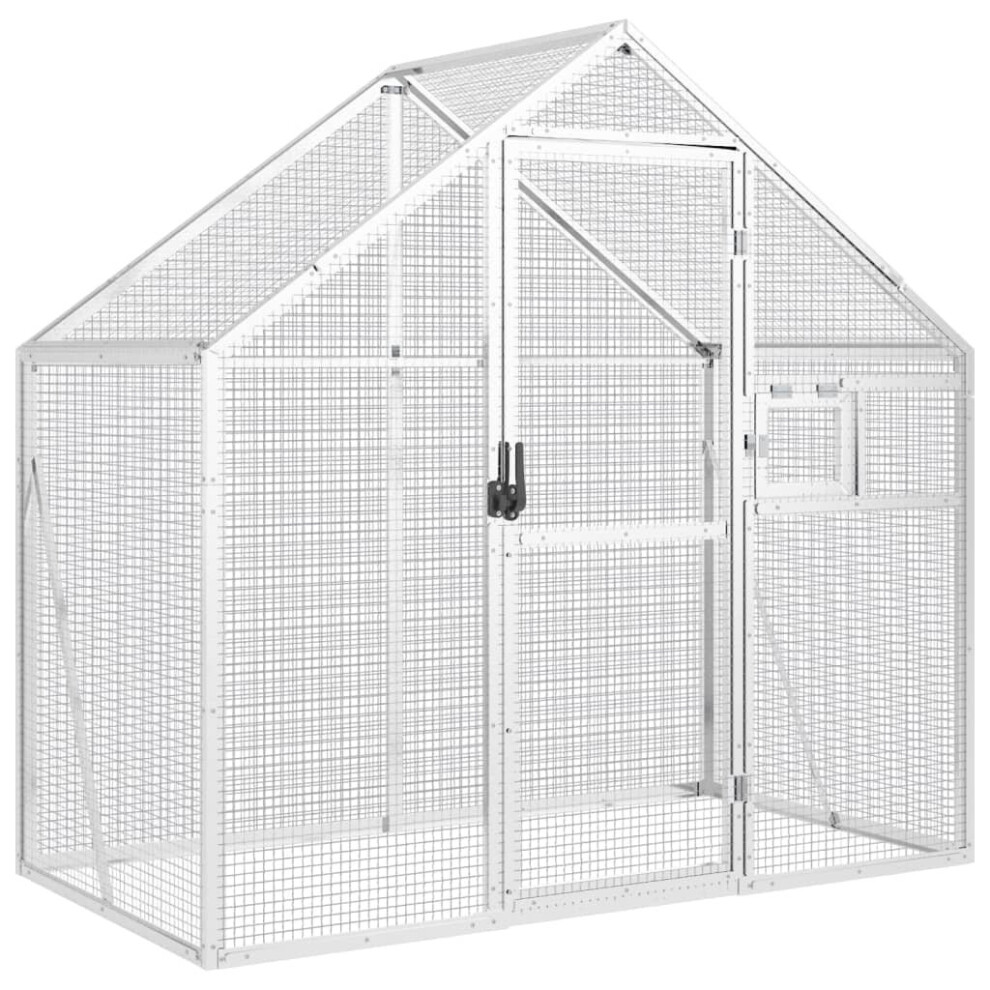 (silver, 1.79 X 1 X 1.85 m) vidaXL Aviary Outdoor Bird Cage Walk In Chicken Run Coop Silver Aluminium