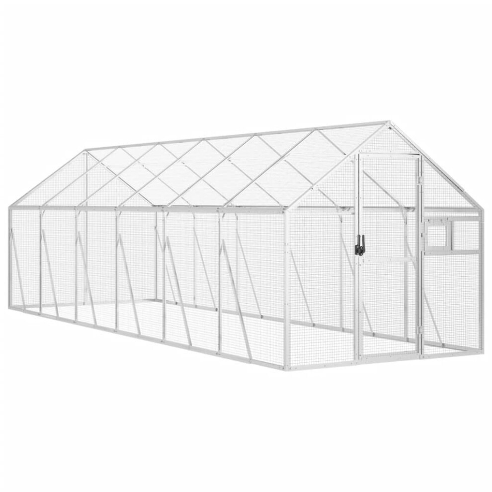 (silver, 1.79 x 6 x 1.85 m) vidaXL Aviary Outdoor Bird Cage Walk In Chicken Run Coop Silver Aluminium