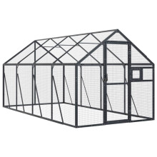 (anthracite, 1.79 x 4 x 1.85 m) vidaXL Aviary Outdoor Bird Cage Walk In Chicken Run Coop Silver Aluminium
