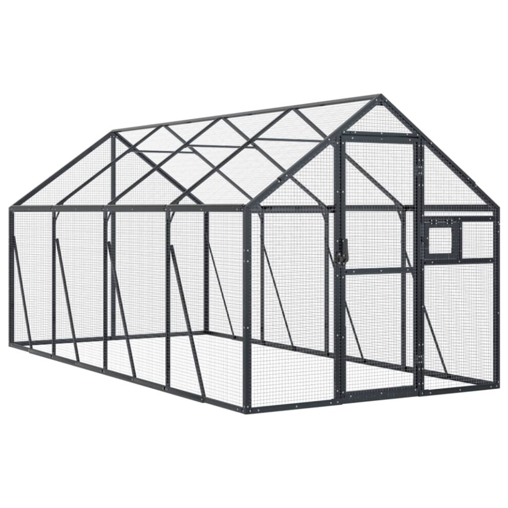 Vidaxl (Anthracite, 1.79 X 4 X 1.85 M) Aviary Outdoor Bird Cage Walk In Chicken Run Coop Silver Aluminium