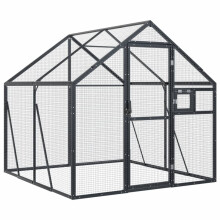 (anthracite, 1.79 x 2 x 1.85 m) vidaXL Aviary Outdoor Bird Cage Walk In Chicken Run Coop Silver Aluminium