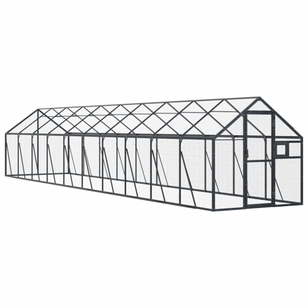 (anthracite, 1.79 x 10 x 1.85 m) vidaXL Aviary Outdoor Bird Cage Walk In Chicken Run Coop Silver Aluminium