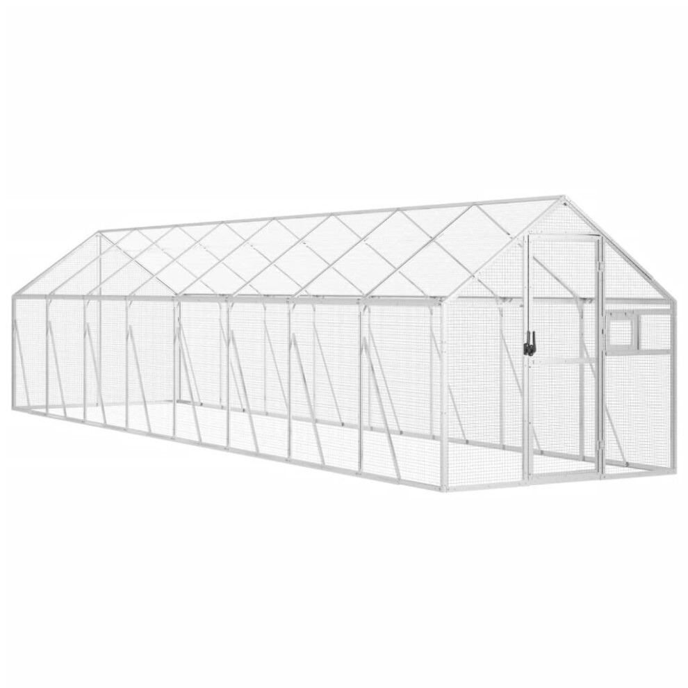 (silver, 1.79 x 8 x 1.85 m) vidaXL Aviary Outdoor Bird Cage Walk In Chicken Run Coop Silver Aluminium