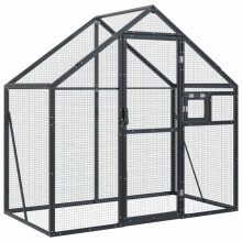 (anthracite, 1.79 x 1 x 1.85 m) vidaXL Aviary Outdoor Bird Cage Walk In Chicken Run Coop Silver Aluminium