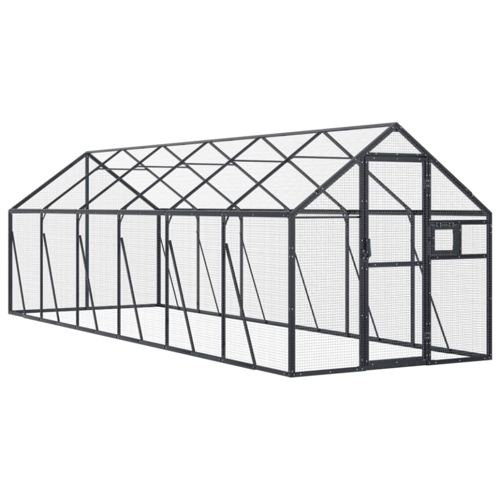Vidaxl (Anthracite, 1.79 X 6 X 1.85 M) Aviary Outdoor Bird Cage Walk In Chicken Run Coop Silver Aluminium