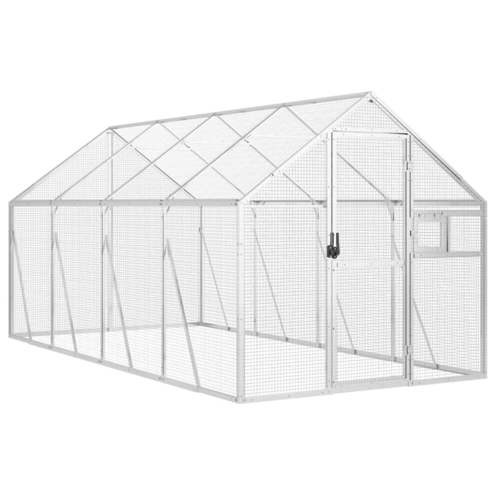 Vidaxl (, 1.79 X 4 X 1.85 M) Aviary Outdoor Bird Cage Walk In Chicken Run Coop Aluminium Silver