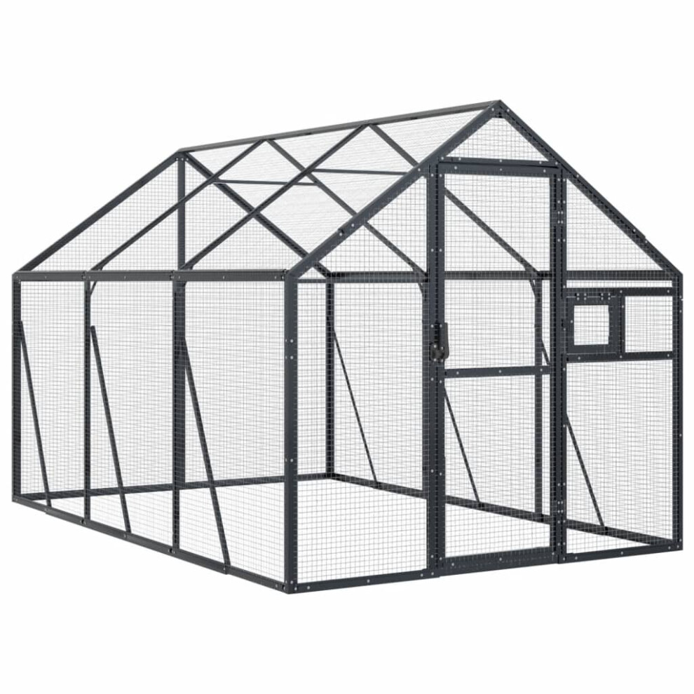 Vidaxl (Anthracite, 1.79 X 3 X 1.85 M) Aviary Outdoor Bird Cage Walk In Chicken Run Coop Silver Aluminium