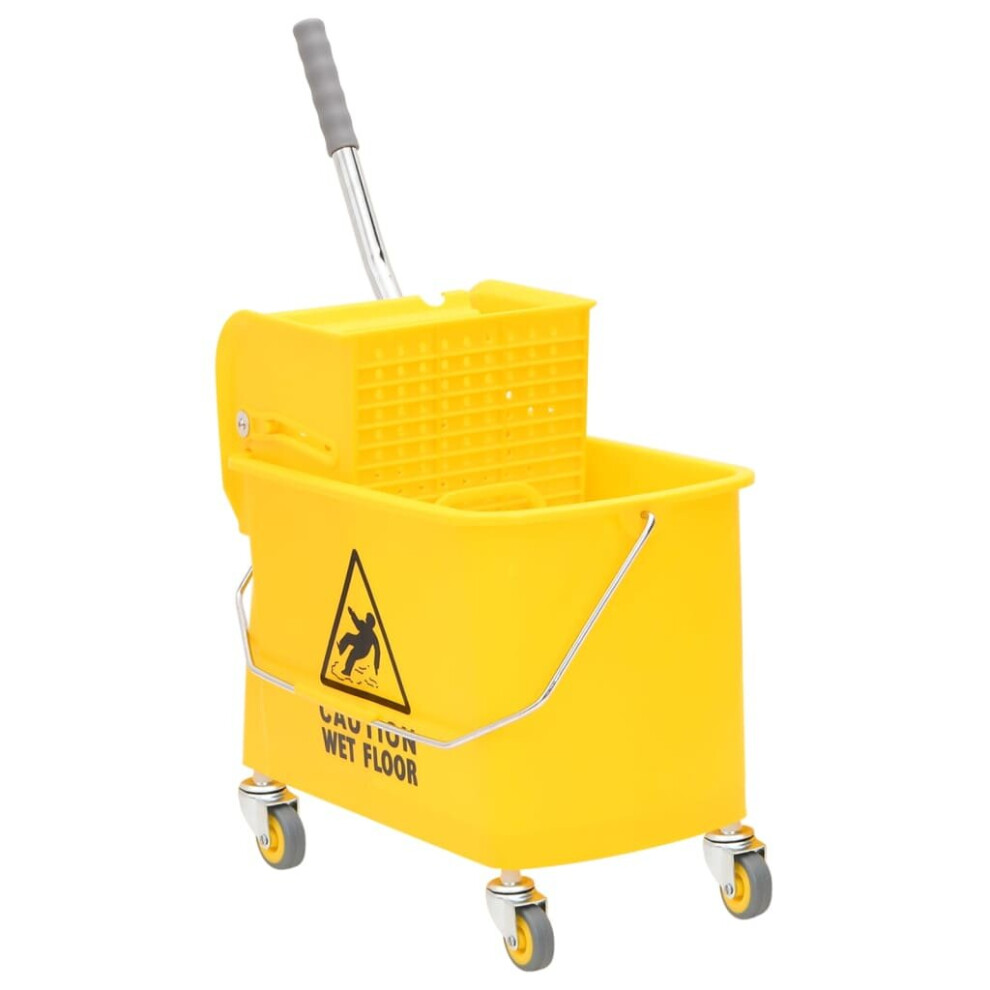 (43 x 27 x 67 cm) vidaXL Mop Bucket Mop Cart with Wringer and Wheels 36 L Yellow Polypropylene