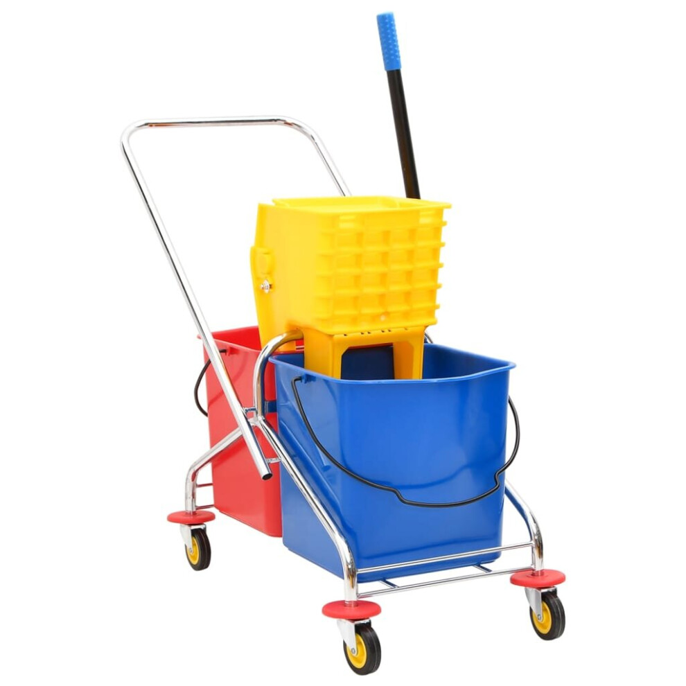 (65 x 35 x 96 cm) vidaXL Cleaning Trolley Cart with Buckets and Wringer PP and Oxford Fabric