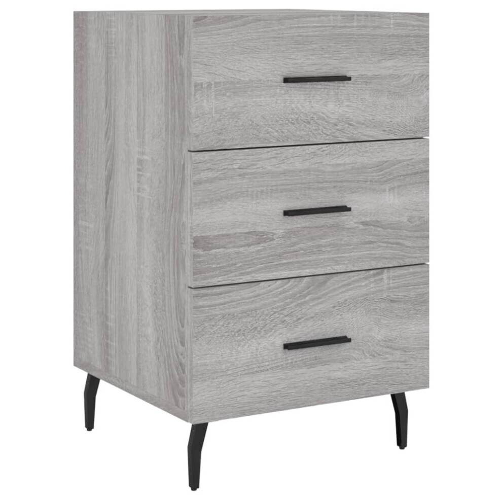 Vidaxl (Grey Sonoma) Bedside Cabinet Bedside Table Nightstand Smoked Oak Engineered Wood